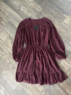Madewell Burgundy and Black Floral Dress